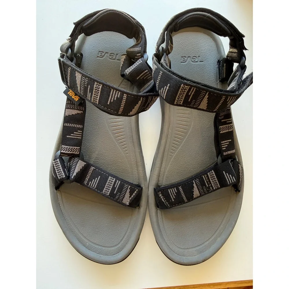 Teva Mens Hurricane XLT2 Sport Sandals Black Grey Geometric Pattern Strap
